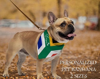 Personalized Pet Bandana | South Africa Dog Bandana | Cat Birthday Present/Accessory | Dog Mom Christmas Scarf | Pet Lover & Pet Owner Gifts