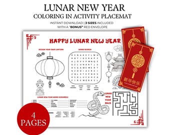 Lunar New Year, Year of the Snake, Chinese New Year 2025, Happy Lunar New Year Download, Chinese Zodiac, Coloring Pages,Lunar New Year Craft