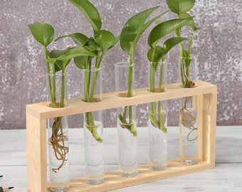 Open Design Wood Test Tube Vase