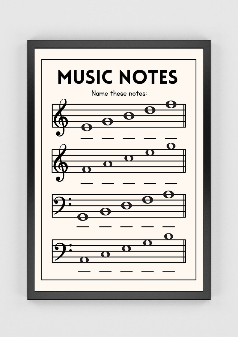 Music Notes Lesson Printable Poster Piano Lesson Music Etsy