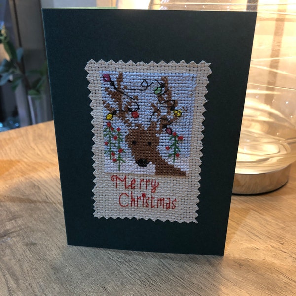 Hand sewn cross stitch card