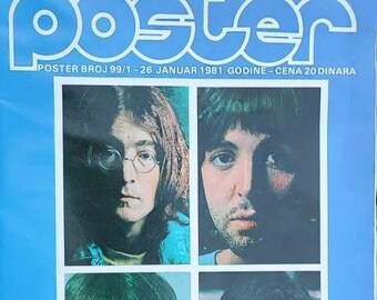 Pôster dos Beatles, vintage, original, lembranças exclusivas dos Beatles, 92 x 66 cm, ambos os lados, qualidade luminosa, Paul McCartney, John Lennon