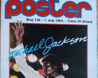 Michael jackson cartaz colagem vintage 1984 original único michael jackson mau thriller jackson memorabilia impressão rara original