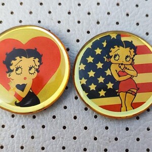 Betty Boop Badges Vintage Pair Cartoon Memorabilia Betty Boop Buttons