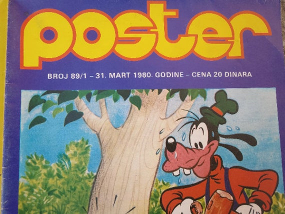 Walt Disney Poster Vintage 1980 Original King Size 92CM Collage