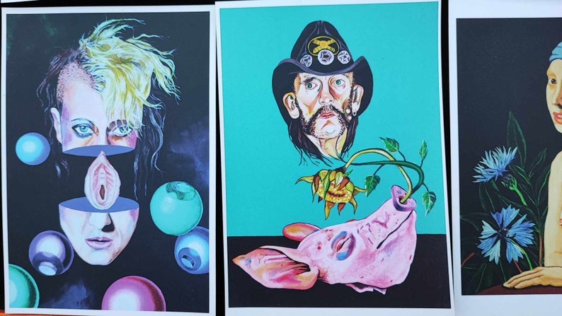 Cartões Postais Patti Smith Lemmy Kilmister Iggy POP Johnny Rotten Iggy Pop Peaches Coleção Artística Anni Heuchel Cartões Postais imagem 3