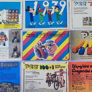 PEZ Vintage Memorabilia 1970s PEZ Collection Souvenirs Yugo Magazine adverts 9 sheets papers Adds of PEZ adverts Pez Collector Dispensers