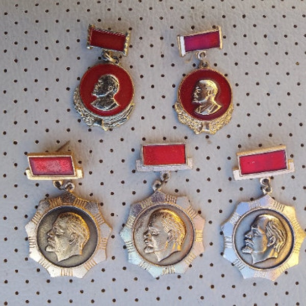 Lenin Medals Vintage Badges Soviet Union USSR Russia Lenin Lapels RARE Pins Memorabilia Communist Era RARE Lenin Original