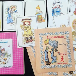 Sarah Kay Vintage 20 stickers Set and 7 Unopened Bags with Notebook Panini Stationery Holly Hobbie Back to School Sarah Kay Memorabilia