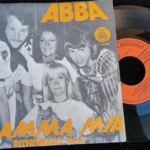 ABBA Mamma Mia 1976 Single Yugoslavia 7" 45 RPM Funda original Agnetha Fältskog Björn Ulvaeus ABBA Memorabilia
