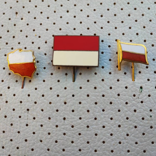 Poland Flags Badges Enamel VIntage 1980s Polish Pins Flags Polska Flaga Polski Rzeczpospolita Polska souvenir Flag of Poland Anstecknadel