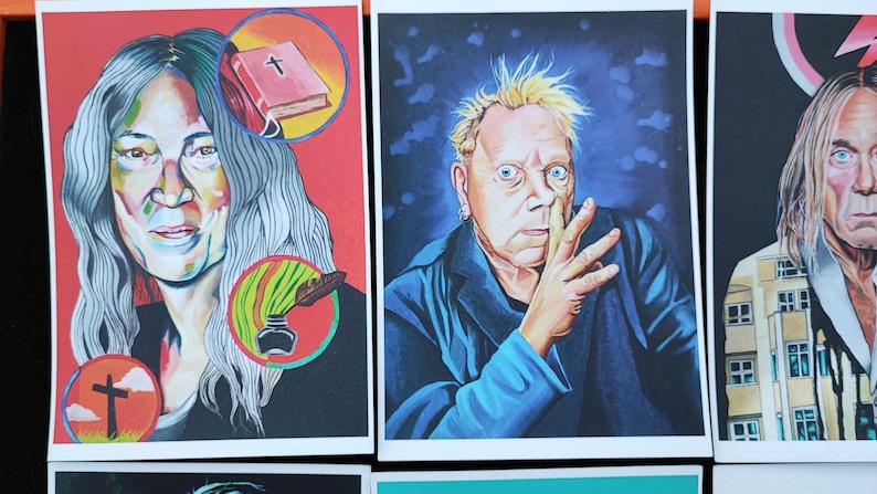 Cartões Postais Patti Smith Lemmy Kilmister Iggy POP Johnny Rotten Iggy Pop Peaches Coleção Artística Anni Heuchel Cartões Postais imagem 2