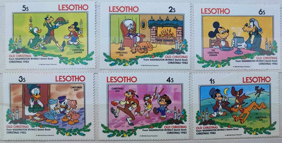 Disney Stamps Vintage Set Lesotho Old Christmas Disney 1983