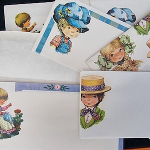 Sarah Kay Vintage Letters Envelope clean Set and 5 Unused Stationery Holly Hobbie Back to School Sarah Kay Memorabilia from 1980s