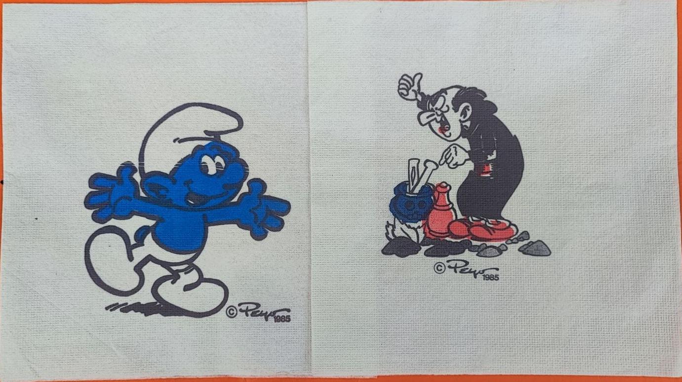 The Smurfs Vintage Napkins Original Blanc Smurfs Collection Cartoons Kids Les Schtroumpf Peyo Smurfs Collector