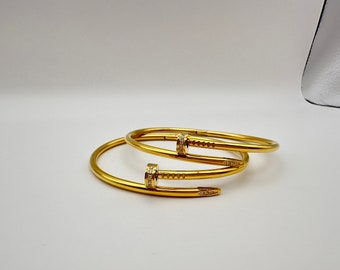 18k gold plated silver 925 nail bracelet