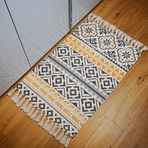 Teppich Läufer Matte Bodenteppich im Boho Ethno Azteken Style 60 x 90cm ideal für Schlafzimmer , Wohnzimmer, Kinderzimmer, Flur, Balkon Bild 1