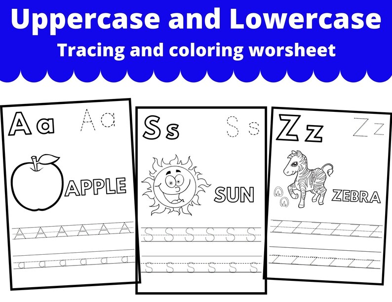 alphabet tracing printable worksheet tracing etsy