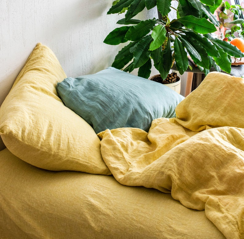 Yellow Linen Duvet Cover Fresh Lemon Decorative Linen Etsy