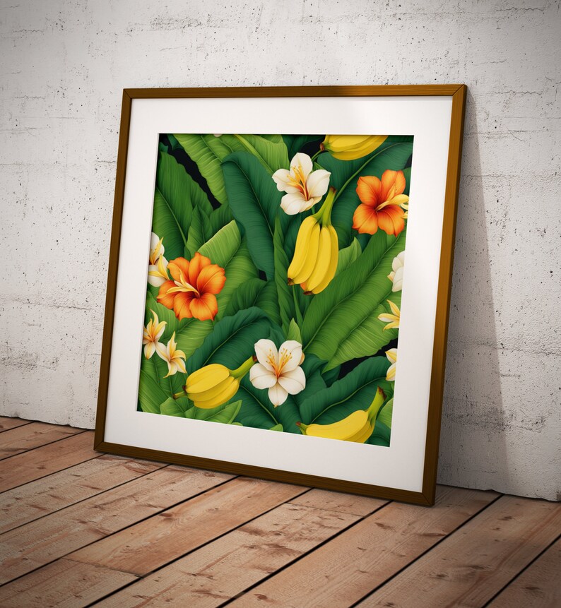 Banana Leaves Flowers Art Modern Wall Art Vintage Wall Art Etsy