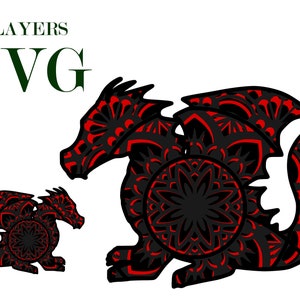 2 DRAGONES, mandala 3D, 4 capas, archivos SVG, DIgital descargar Glowforge,Cricut,Silhouette + Gift 25 mandalas plantillas