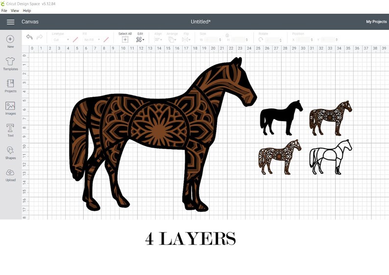Download HORSES and HORSESHOE 3D mandala 4 layers SVG files | Etsy