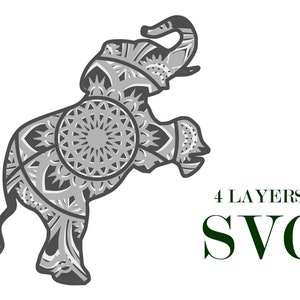 ELEPHANT , 4 couches , téléchargement numérique , fichier Svg Eps
