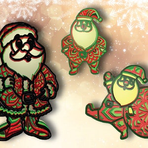 Santa bundle 3 diseños, Feliz año nuevo, Feliz Navidad, invierno, nieve, 5 capas, Descarga digital, SVG EPS archivos