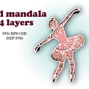 Bailarina, mandala 3d, 4 capas