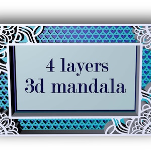 FRAME , Mandala 3D , 4 couches , Téléchargement numérique , Fichier SVG EPS