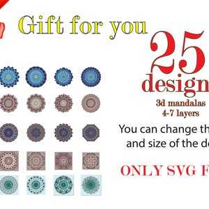Download DAD 3D mandala 4 layers SVG EPS files Digital download | Etsy