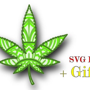Marijuana 4 mandala 3d, 4 strati, Download digitale, svg, eps, per glowforge, Cricut, Silfouette +Gift 25 modelli di mandala