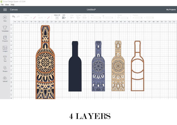 Download Wine Bottle And Glass 3d Mandala 4 Layers Digital Etsy