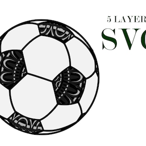 SOCCER BALL , Mandala 3D , 5 couches, fichiers svg et eps , Téléchargement numérique