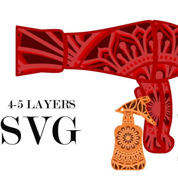HAIRDRESSER TOOLS ,3d mandala,4,5 layers Digital download , Svg Eps Png Cdr Dxf files,hair dryer,water sprayer ,scissorfor +Gift 25 mandalas HAIRDRESSER TOOLS ,3d mandala,4,5 layers Digital download , Svg Eps Png Cdr Dxf files,hair dryer,water sprayer ,scissorfor +Gift 25 mandalas