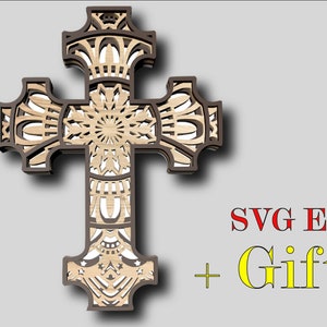 CROSS 3 3D Mandala, 4 Ebenen, Digitaler Download, svg, eps, für glowforge, Cricut,Silfouette +Gift 25 Mandalas Vorlagen