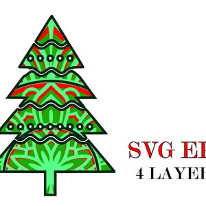 TREE CHRISTMAS    , 3D mandala , 4 layers, SVG Eps   files , DIgital download