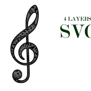 MUSIK-Schlüssel, 4 Schichten, digitaler Download, Svg Eps Dateien für Glowforge, Cricut, Silhouette +Geschenk 25 Mandalas Vorlagen