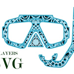 DIVER MASK , 3D mandala , 4 capas, archivos Svg Eps , DIgital descargar