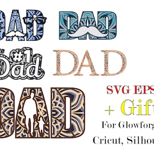 DAD Collection, 4 capas, Descarga digital, SVG EPS files, 3 d mandala for Glowforge,Cricut,Silhouette + Gift 25 mandalas templates