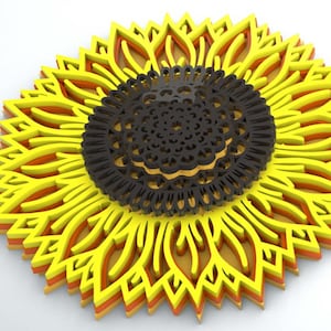 ZONNEBLOEM, 7 lagen, 3D mandala, svg eps dxf cdr png, DIgital download voor Glowforge, Cricut, Silhouette + Gift 25 mandalas sjablonen