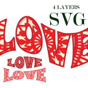 3 LIEBE, 3 DESIGNS, 3D Mandala, 4 Schichten, Svg und Eps Dateien, digitaler Download