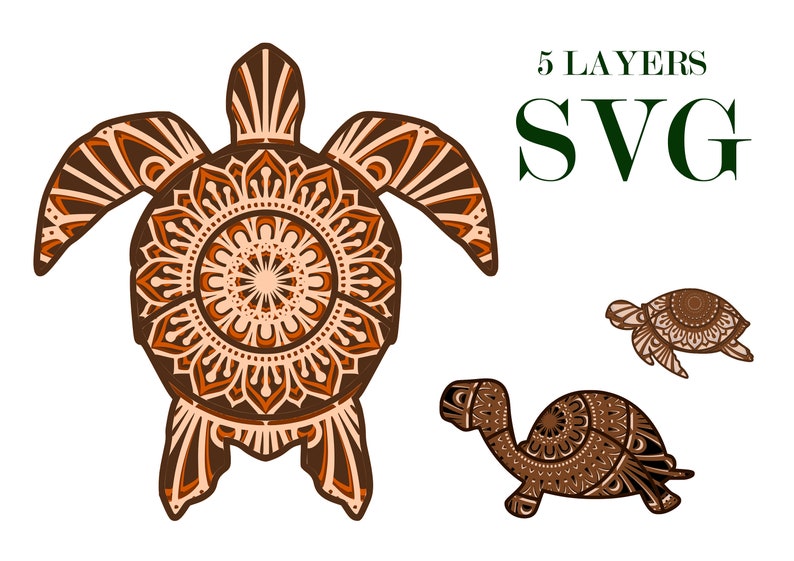 Download Turtles 3d Mandala 5 Layers Digital Download Eps Svg Etsy