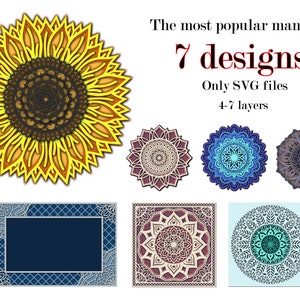 Die besten Mandalas, 4- 7 Schichten, 3D Mandala, nur Svg-Dateien (separate Schichten) , DIgital Download