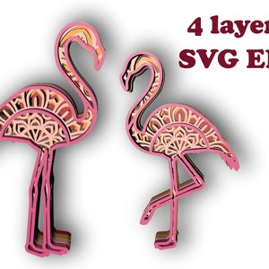 FLAMINGO , 3D mandala , 4 layers, SVG  and EPS  files , DIgital download Glowforge,Cricut,Silhouette +Gift 25 mandalas templates