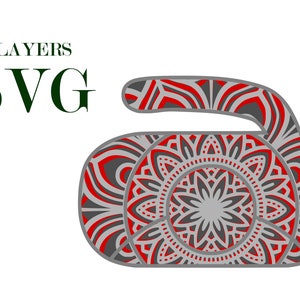 CURLING , 3D mandala , 4 capas, archivos SVG , DIgital descargar