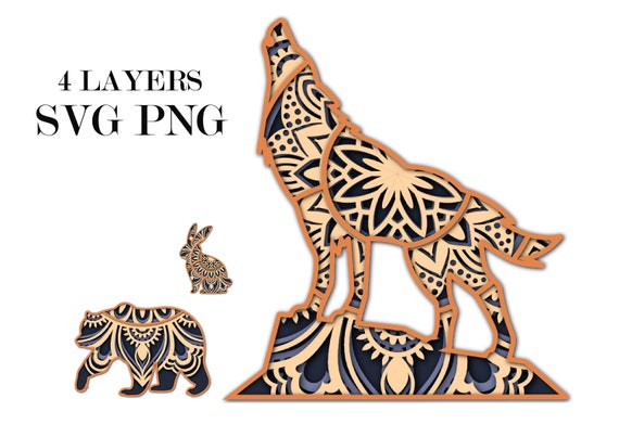 Forest Animals 3d Mandala 4 Layers Svg Eps Png Cdr Etsy