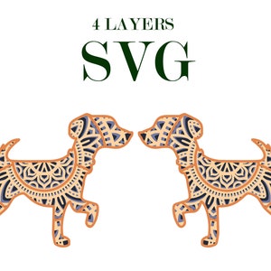 2 HONDEN, 4 lagen , Digitale download , Svg Eps Png Dxf Cdr bestanden