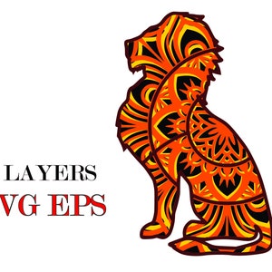 LION KING , 3D mandala , 4 layers, Svg Eps files , DIgital download