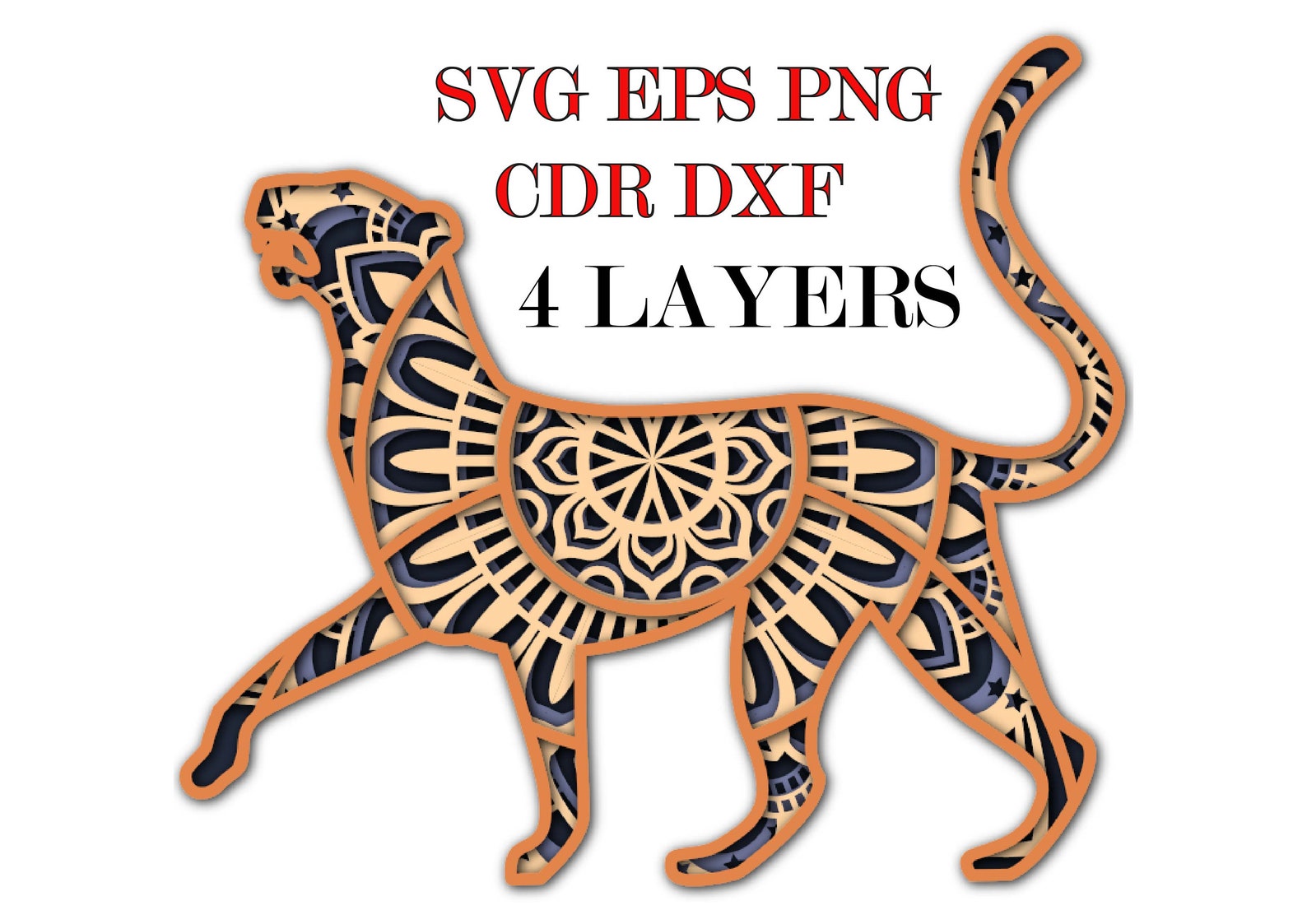 Download Leopard 4 layers Digital download svg eps cdr png | Etsy